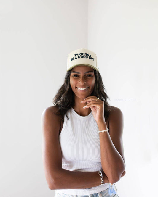It's Gonna Be a Good Day Hat Olive Green & Navy