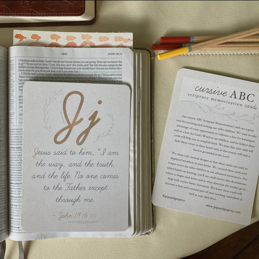 Cursive ABC Scripture Memorization Cards image 1