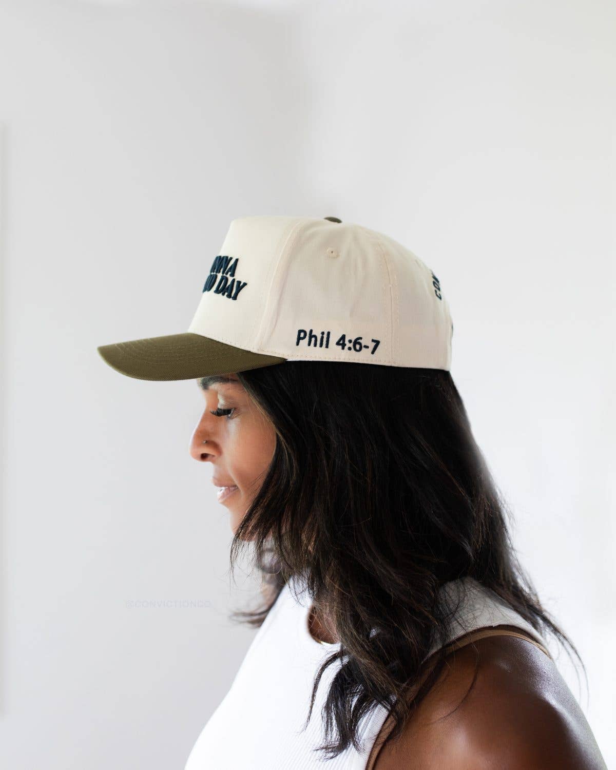 It's Gonna Be a Good Day Hat Olive Green & Navy