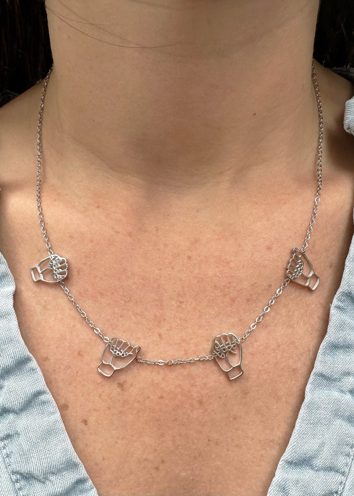 ASL Fingerspelled Mama Necklace