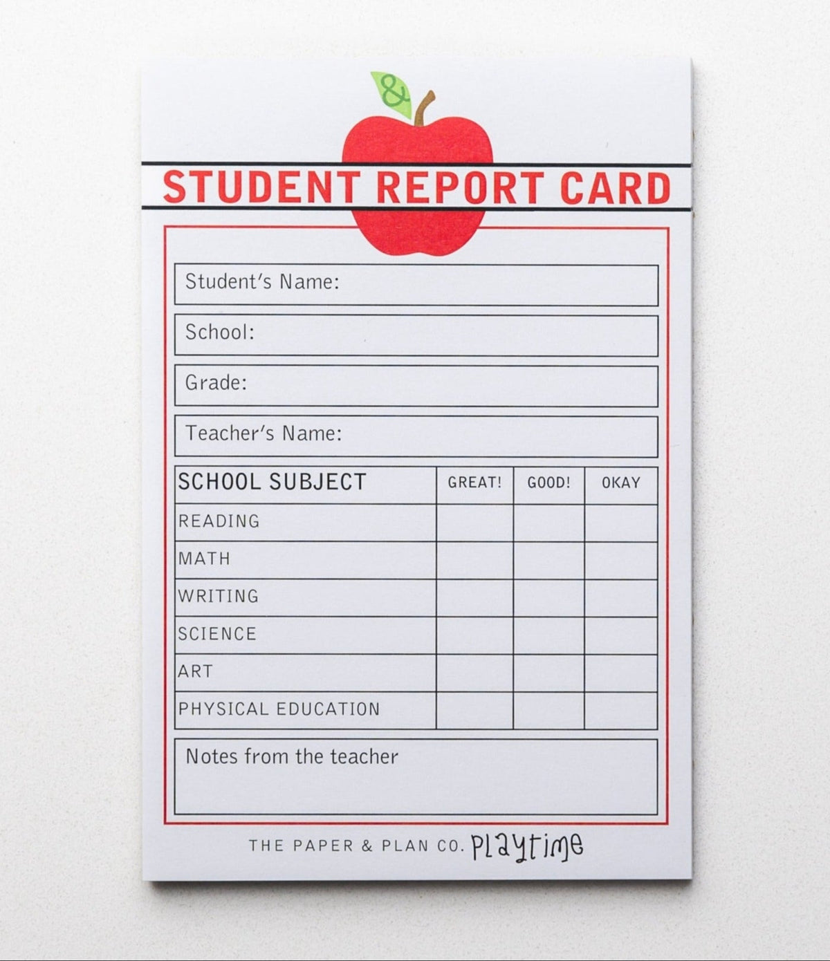 Student Report Card Play Pads