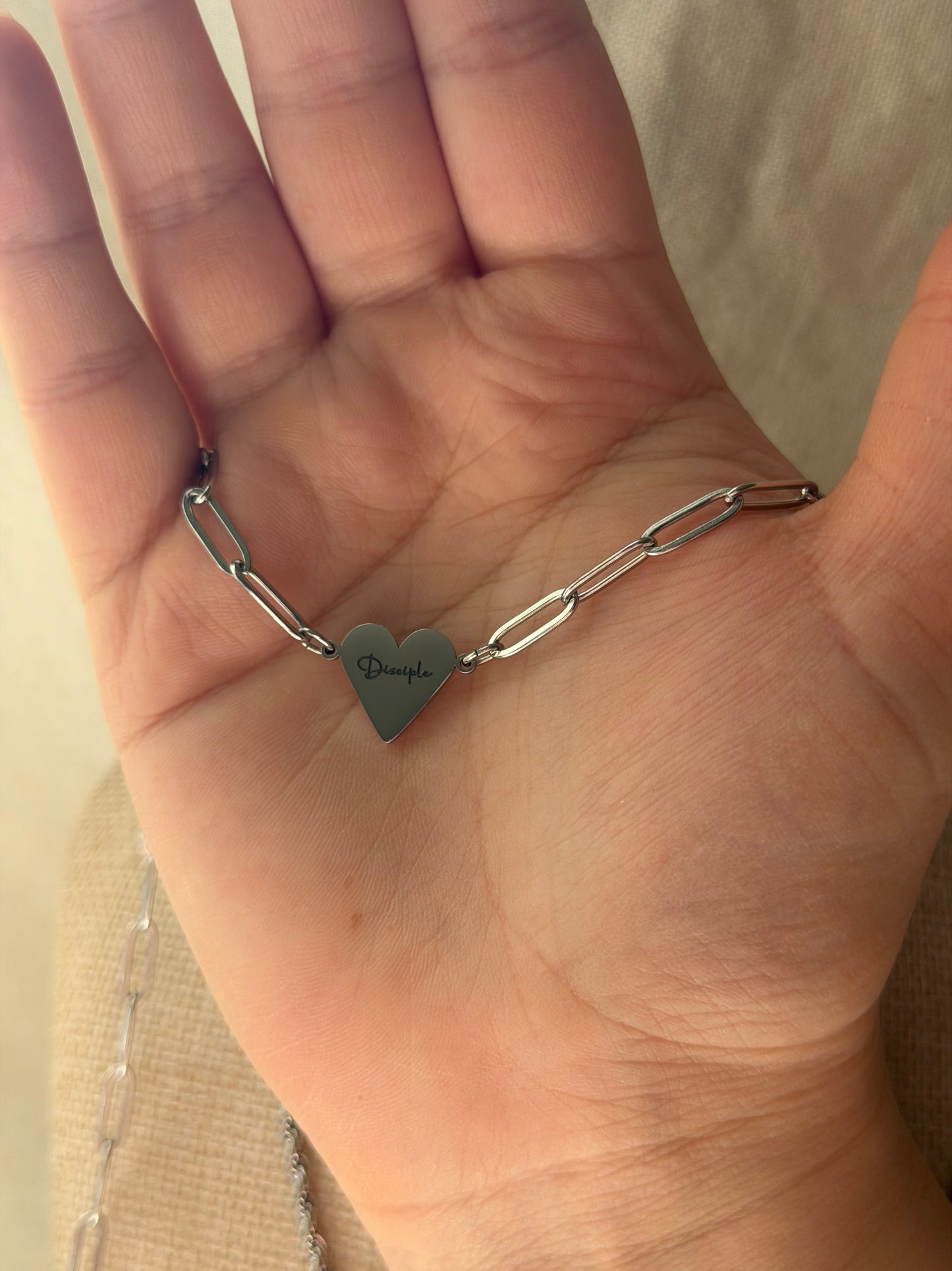 Disciple/Cross Paperclip Heart Necklace