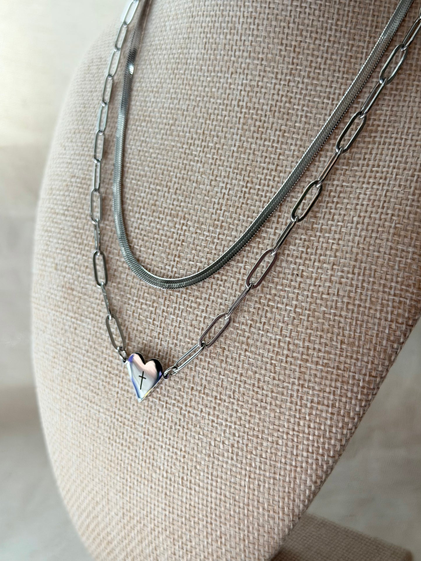 Disciple/Cross Paperclip Heart Necklace