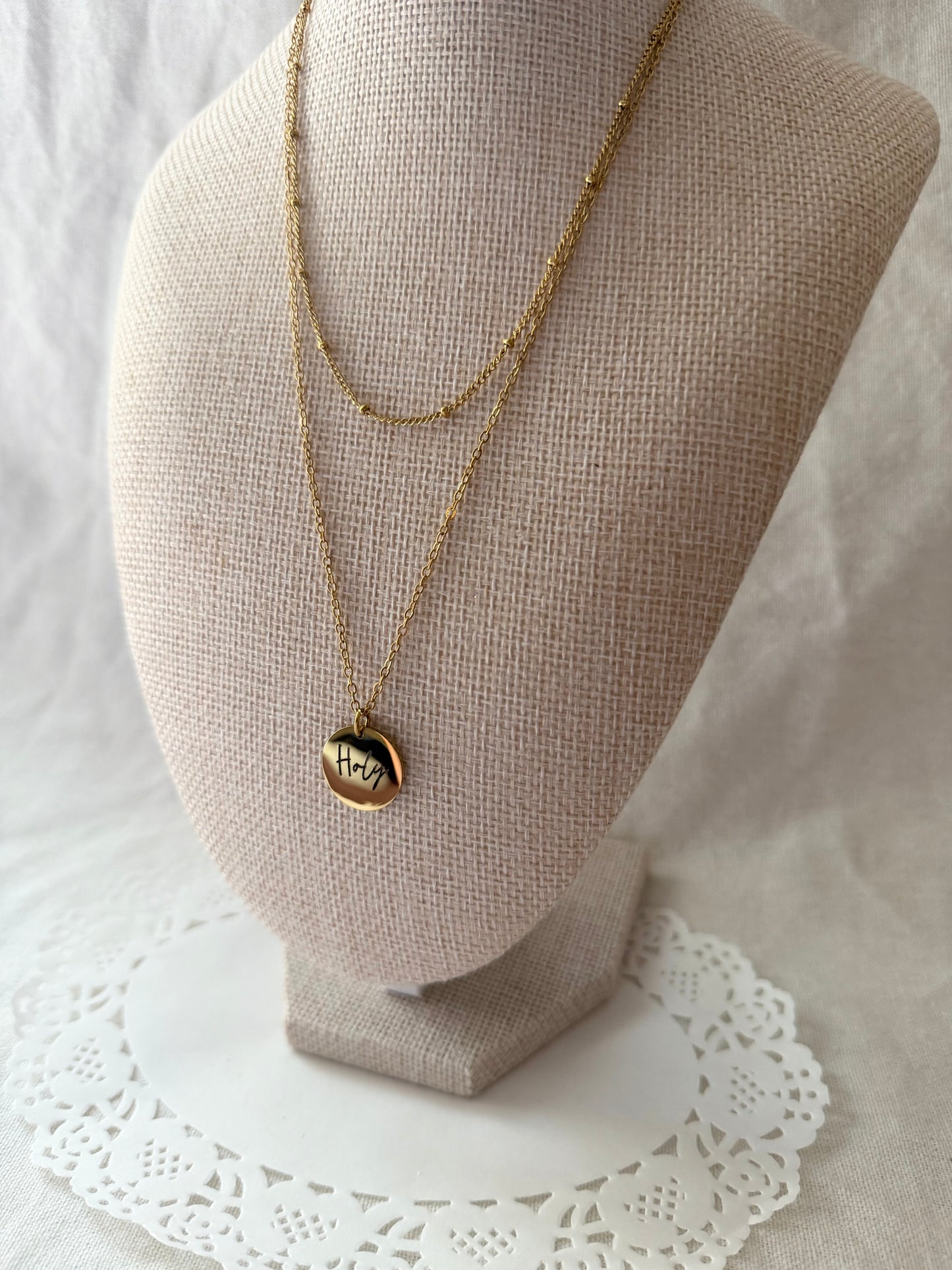 Classic Circle Pendant Layered Necklace - Personalization