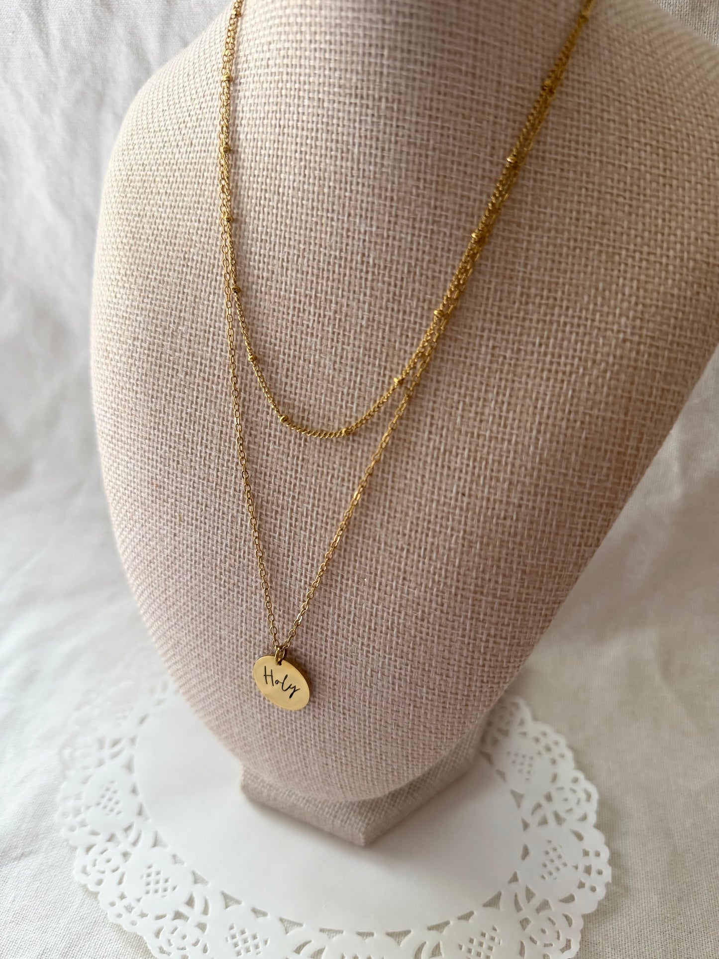 Classic Circle Pendant Layered Necklace - Personalization