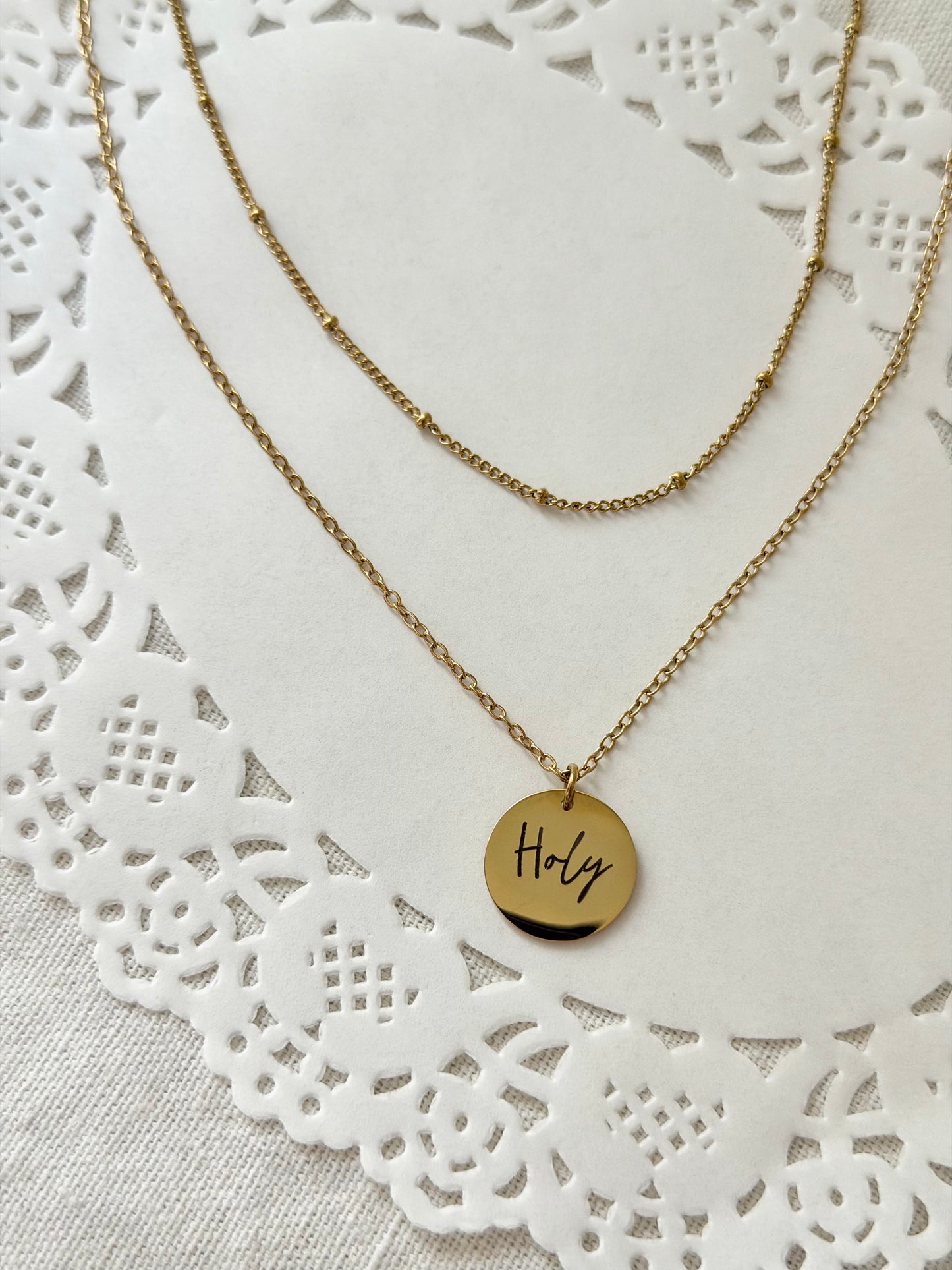 Classic Circle Pendant Layered Necklace - Personalization