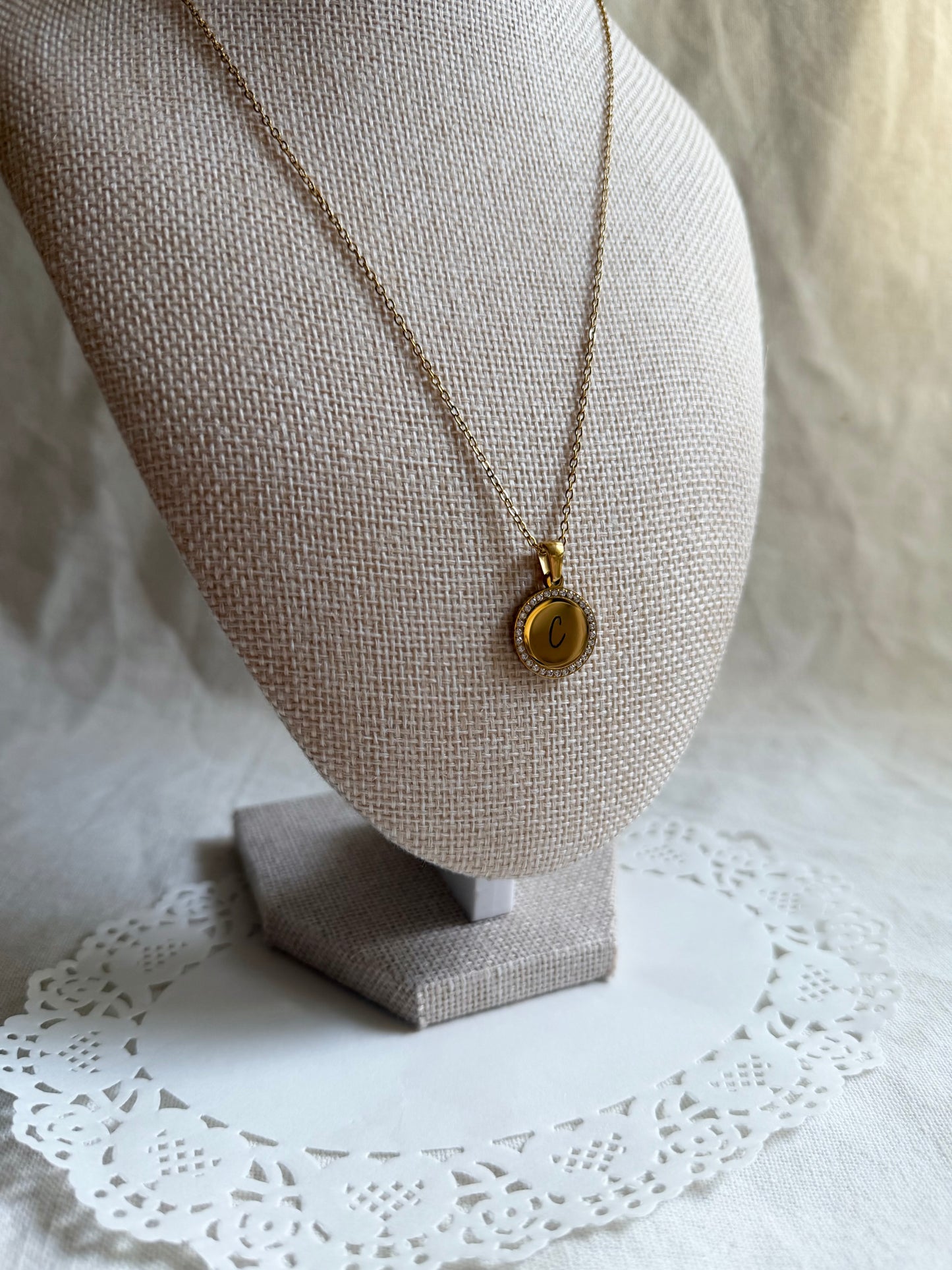 CZ Trim Circle Necklace - Personalization