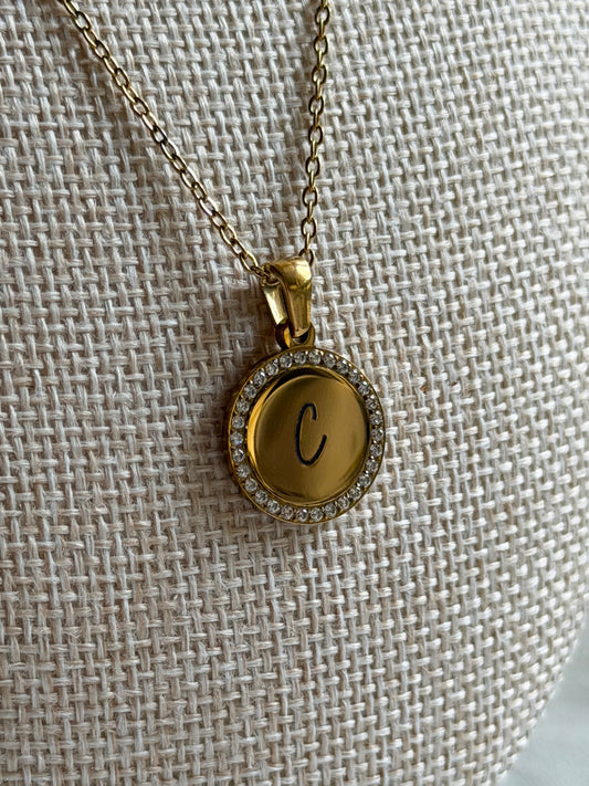 CZ Trim Circle Necklace - Personalization