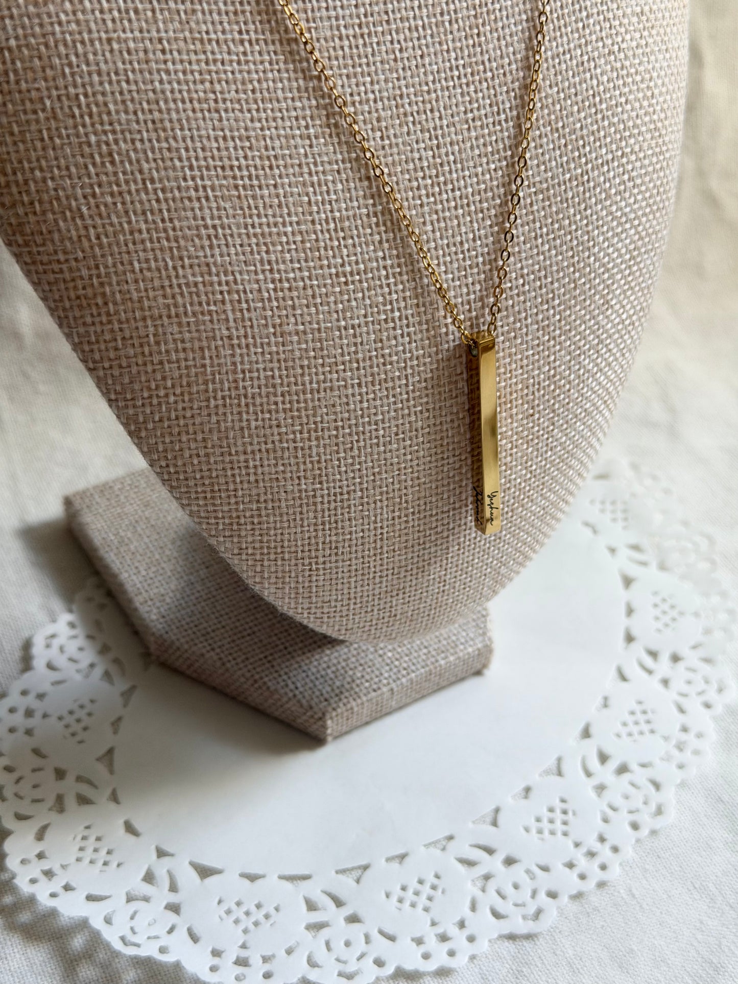 Women’s Vertical Bar Necklace - Personalization