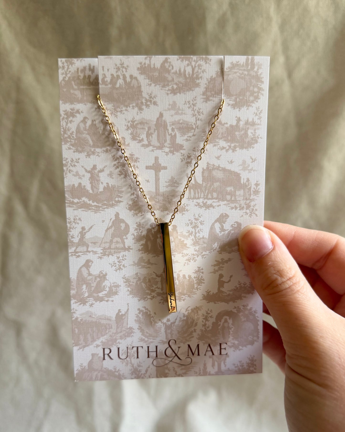 Women’s Vertical Bar Necklace - Personalization
