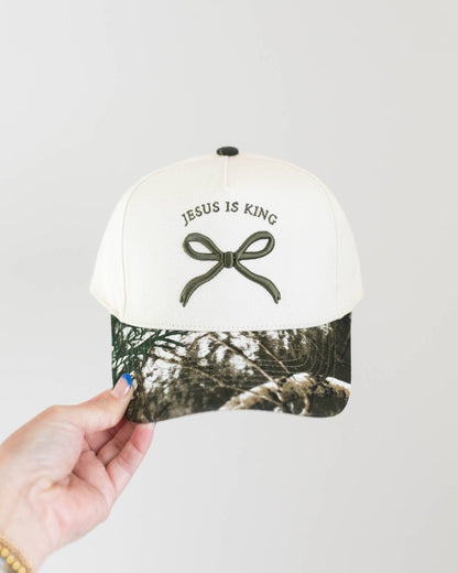 Jesus is King - Camo Bow Christian Trucker Hat