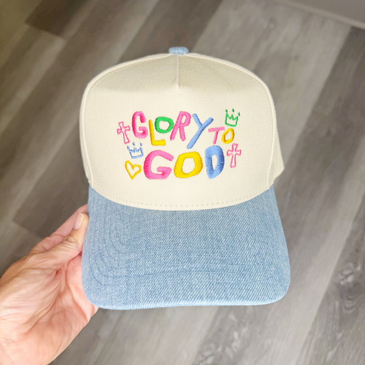 Glory to God - Denim Trucker Hat