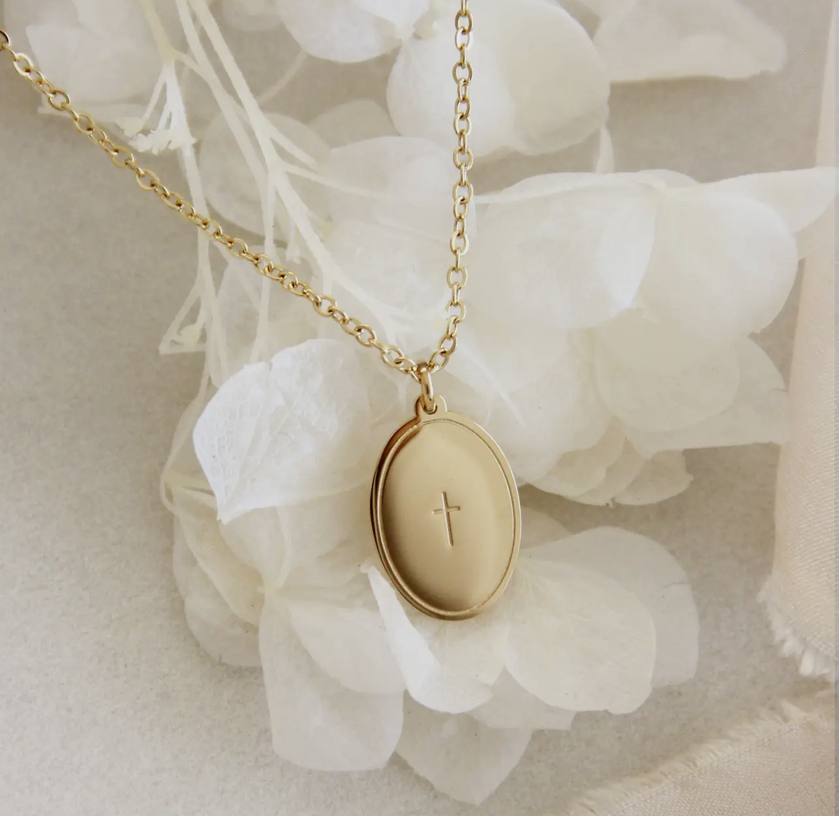 Reversible Cross + Olive Branch Necklace