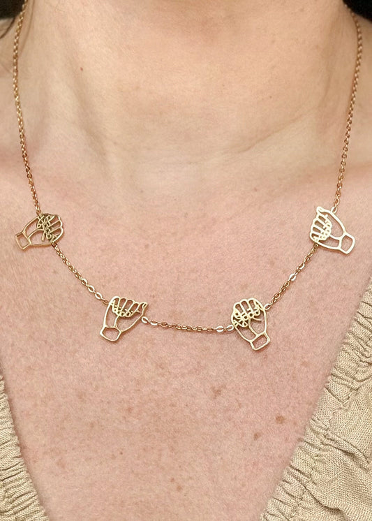 ASL Fingerspelled Mama Necklace