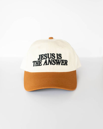 Jesus is the Answer - Low Profile Baseball Hat Brown & Black