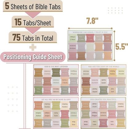 Bible Tabs, 75 Laminated Tabs for Women and Men