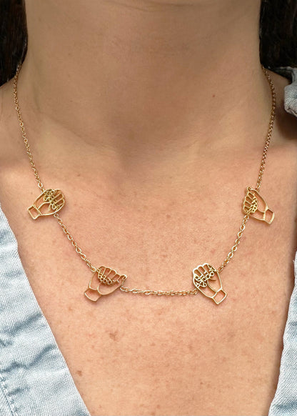 ASL Fingerspelled Mama Necklace