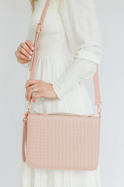 Woven Bible Crossbody Bag - Blush