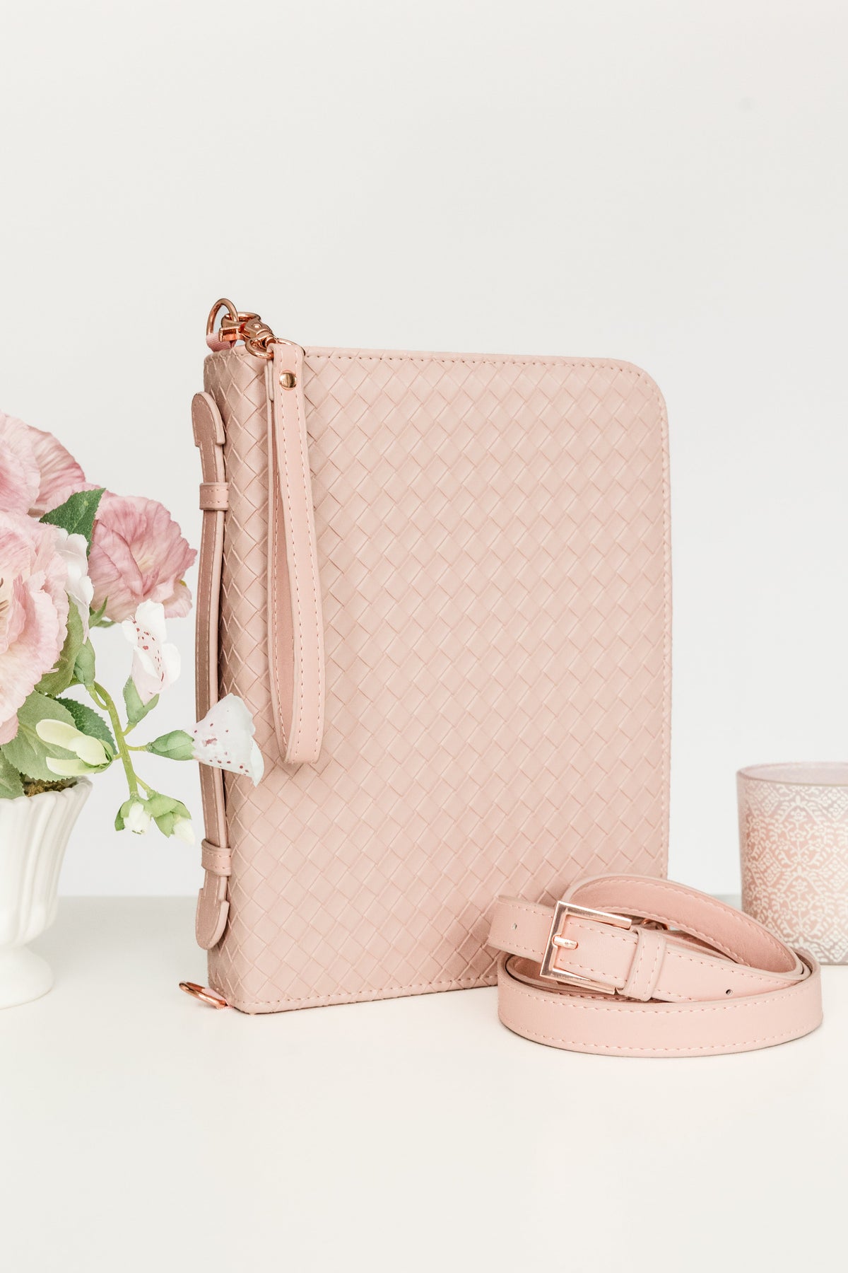Woven Bible Crossbody Bag - Blush