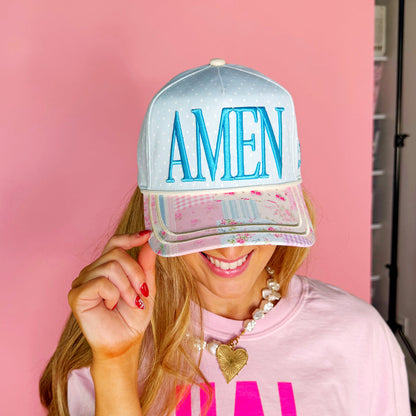 Amen (Floral) - Puff Trucker Hat