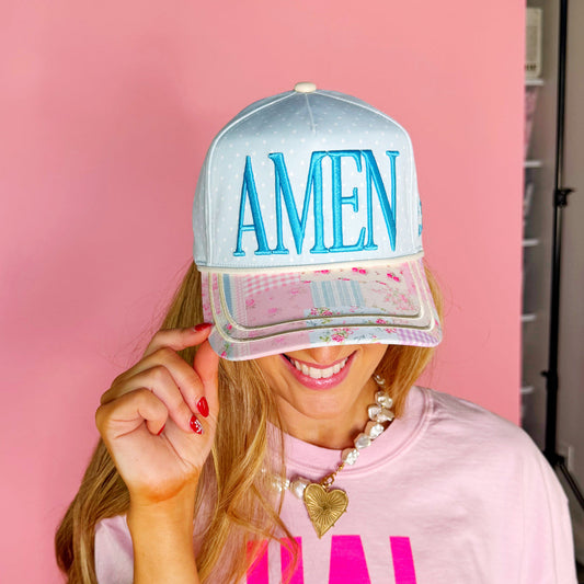 Amen (Floral) - Puff Trucker Hat