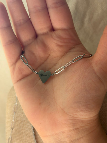 Disciple/Cross Paperclip Heart Necklace