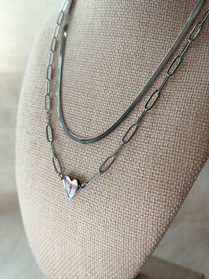Disciple/Cross Paperclip Heart Necklace