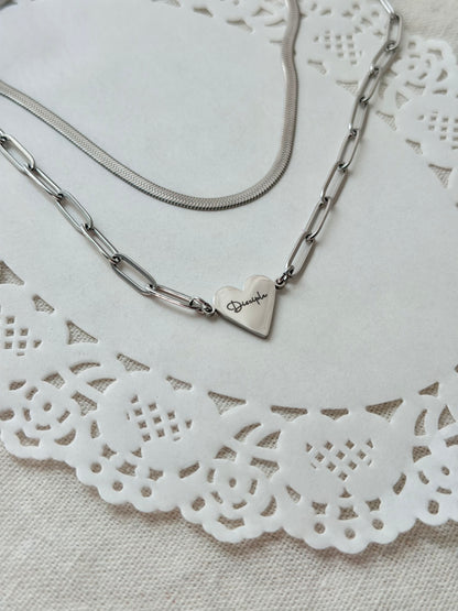 Disciple/Cross Paperclip Heart Necklace