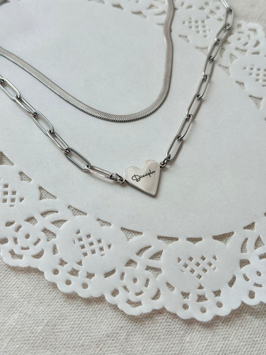 Disciple/Cross Paperclip Heart Necklace