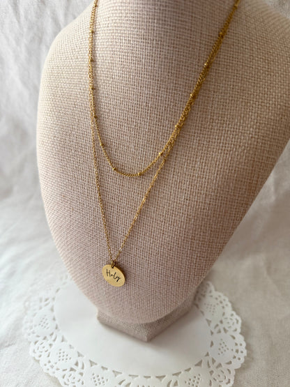 Classic Circle Pendant Layered Necklace - Personalization