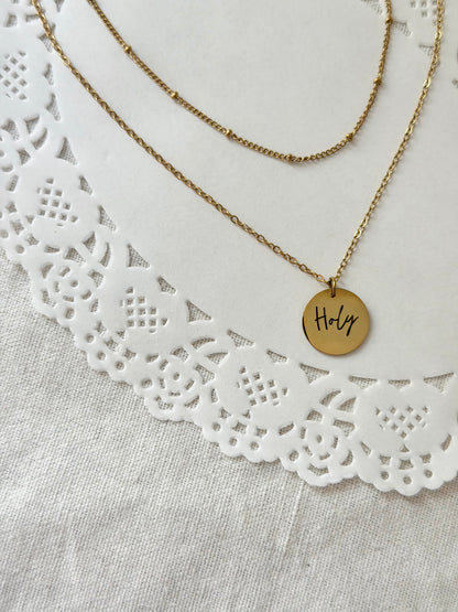 Classic Circle Pendant Layered Necklace - Personalization