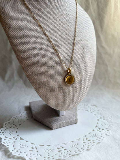 CZ Trim Circle Necklace - Personalization