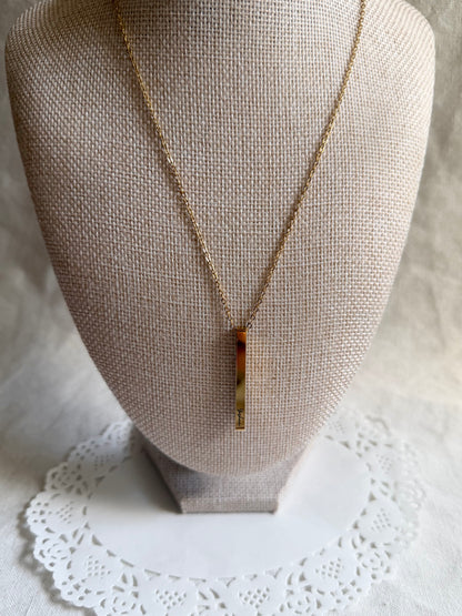 Women’s Vertical Bar Necklace - Personalization