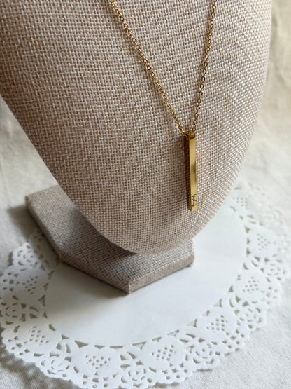Women’s Vertical Bar Necklace - Personalization