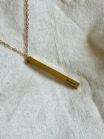Women’s Vertical Bar Necklace - Personalization