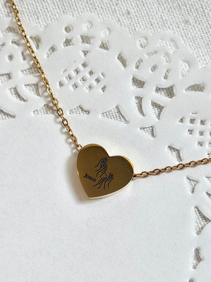 'ASL Jesus' Heart Necklace