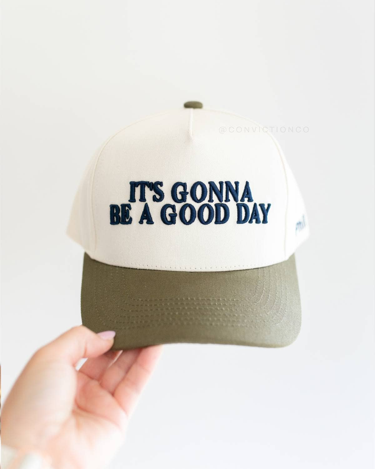 It's Gonna Be a Good Day Hat Olive Green & Navy